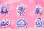 create cute kawaii doodles stickers design and sticker sheet